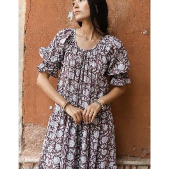 DOI Sahana Gown Maxi Dress Brown Floral Print - Picture 3 of 13